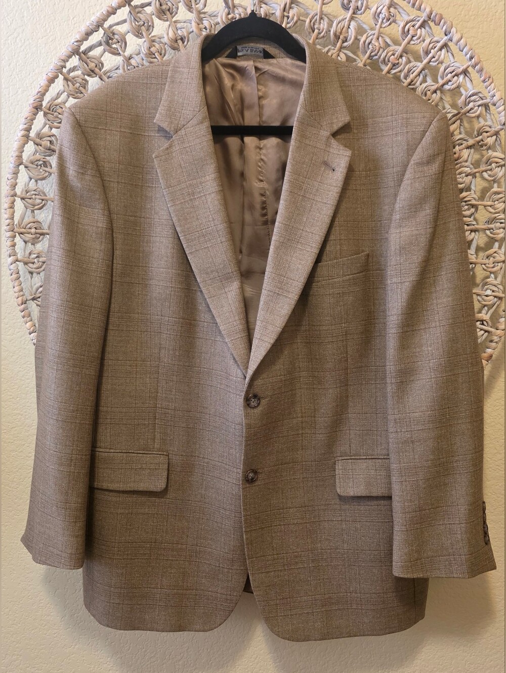 Jos A Bank Signature Collection 44R Wool Blazer Brown Plaid Sport Coat